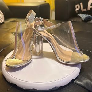 LOW START Clear Block Heels | Size 7